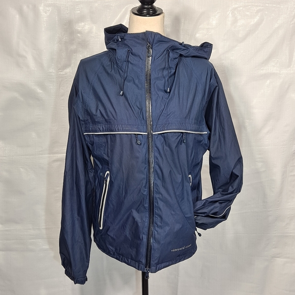 Vineyard Vines Blue Long Sleeve Hooded Raincoat - Picture 1 of 9